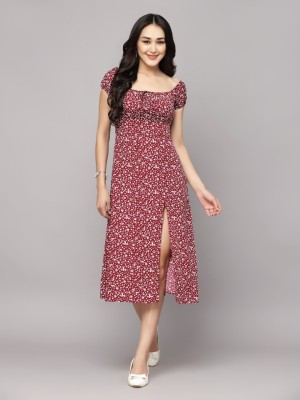 womenish Women A-line Maroon Dress