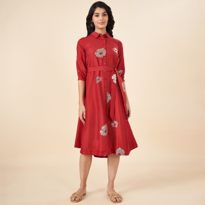 Akkriti by Pantaloons Women A-line Red, Grey Dress