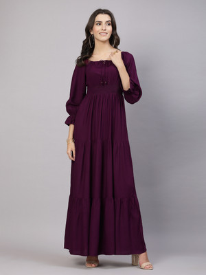 AAYU Women Maxi Maroon Full Length Dress