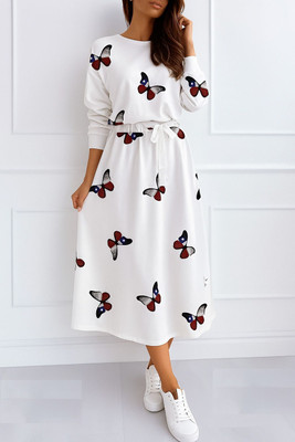 Fashion2wear Women A-line White Midi/Calf Length Dress