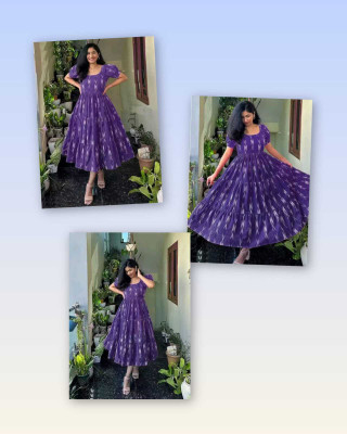 Reyaansh Textiles Women A-line Purple Ankle Length Dress