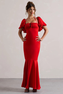 METRONAUT Women Fit and Flare Red Maxi/Full Length Dress