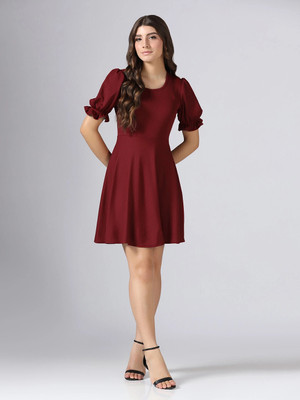 Dwarros Women Maxi Maroon Midi/Calf Length Dress