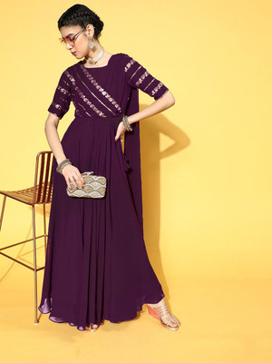 Vivisha Flared/A-line Gown(Purple)