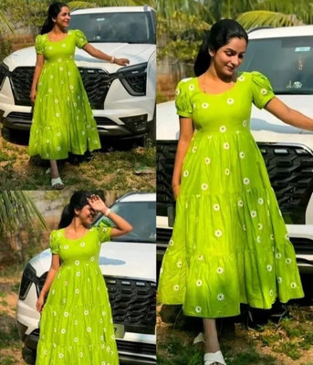 CHARVI FASHION Women Gown Green Ankle Length Dress