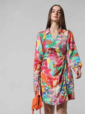 ONLY Women Wrap Multicolor Above Knee/Mid Thigh Length Dress