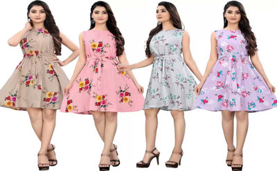 AK Fashion Women A-line Multicolor Knee Length Dress
