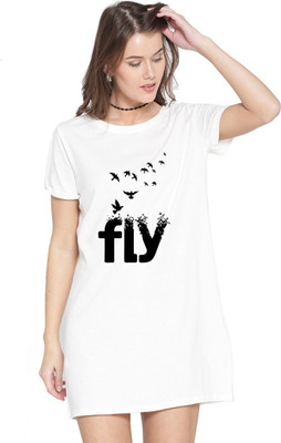HouseOfCommon Women T Shirt Light Blue Above Knee/Mid Thigh Length Dress