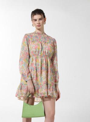 ONLY Women Fit and Flare Multicolor Mini/Short Dress