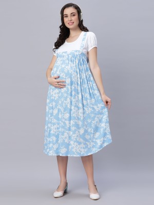 mamma's maternity Women Fit and Flare Blue Dress