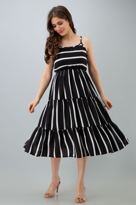 ROOP RANG APPARELS Women Maxi Black Below Knee Dress