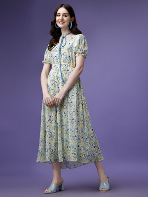 Fashion2wear Women Fit and Flare Multicolor Midi/Calf Length Dress