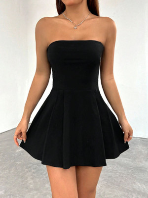 TIVANTE Women Fit and Flare Black Mini/Short Dress