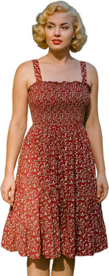 UM fashions Women A-line Maroon Knee Length Dress
