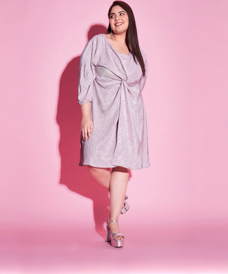 ATHENA Women A-line Purple Above Knee/Mid Thigh Length Dress