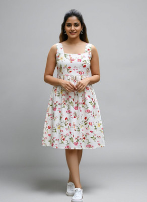 DIVINE GRACE ENTERPRISES Women Peplum White Knee Length Dress