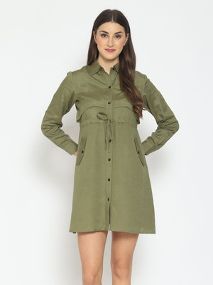 OTTAVIA Women Shirt Green Above Knee/Mid Thigh Length Dress