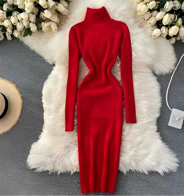 SRK COLLECTION Women Bodycon Red Below Knee Dress