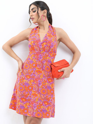 KETCH Women A-line Pink Above Knee/Mid Thigh Length Dress