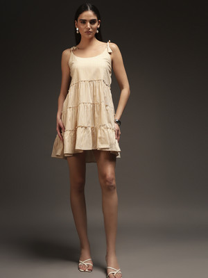 swaggish Women Fit and Flare Yellow Knee Length Dress