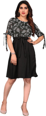 HouseOfCommon Women A-line Blue Knee Length Dress