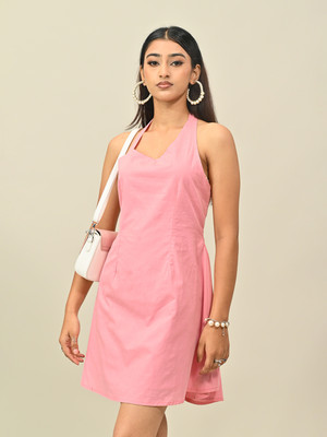 SWISHIN Women A-line Pink Above Knee/Mid Thigh Length Dress