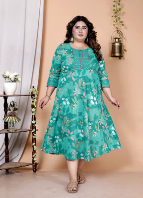 Avnii Women Gown Green Midi/Calf Length Dress