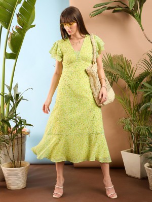 SASSAFRAS Women A-line Yellow Dress