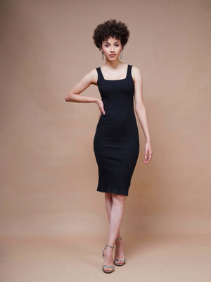A S fashion Women Bodycon Black Midi/Calf Length Dress