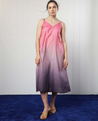 RAREISM Women High Low Multicolor Midi/Calf Length Dress