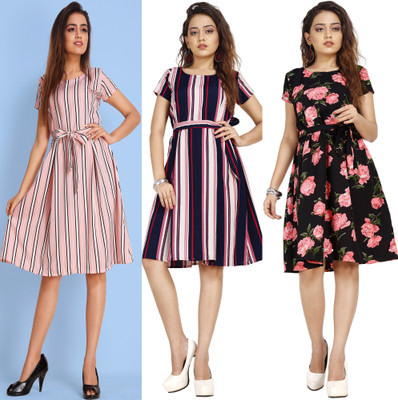Rinra Women Blouson Multicolor Knee Length Dress