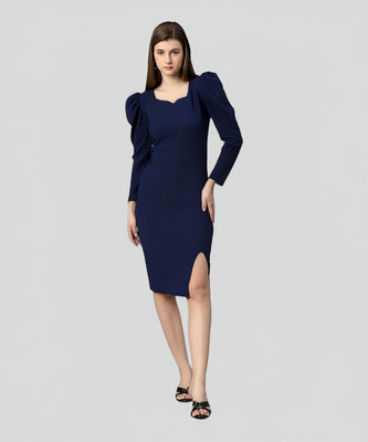 HEMANG FASHION Women Bodycon Dark Blue Knee Length Dress