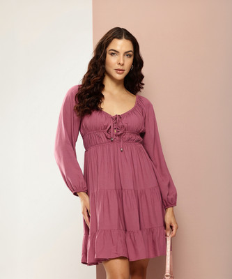 Dream Star Women Wrap Pink Above Knee/Mid Thigh Length Dress