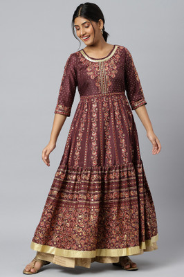 Aurelia Women Ethnic Dress Maroon Ankle Length Dress