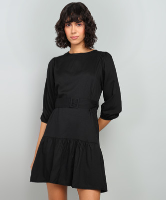 Trendyol Women Drop Waist Black Above Knee/Mid Thigh Length Dress