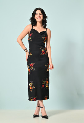 METRONAUT Women Bodycon Black Maxi/Full Length Dress