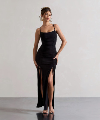METRONAUT Women Bodycon Black Maxi/Full Length Dress