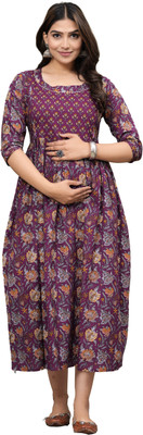 gottam Women Floral Print Anarkali Kurta(Maroon)