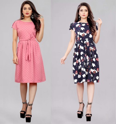 Modli 20 Fashion Women Fit and Flare Pink Dress