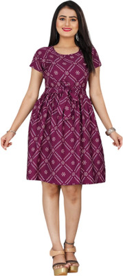 HouseOfCommon Women A-line Maroon Knee Length Dress