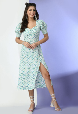 OTTAVIA Women Maxi Light Green Below Knee Dress