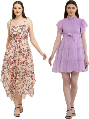 Heaven's creation Women High Low Multicolor Knee Length Dress