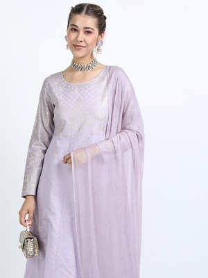Vishudh Women A-line Purple Maxi/Full Length Dress