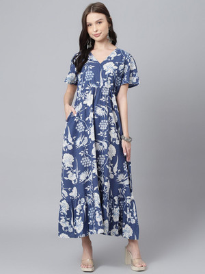 Sangria Women A-line Blue Midi/Calf Length Dress