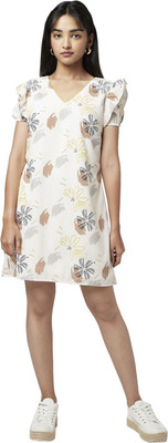 YU by Pantaloons Women Fit and Flare White Midi/Calf Length Dress