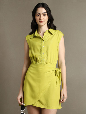 DL Woman Women Shirt Green Mini/Short Dress