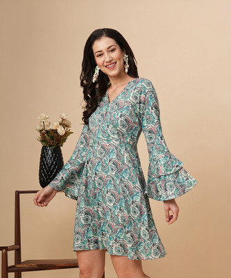 Globus Women A-line Multicolor Above Knee/Mid Thigh Length Dress