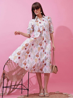 Seek By Sheetal Women A-line White Midi/Calf Length Dress