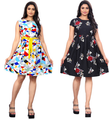 SARVOPAREE CREATION Women A-line Multicolor Knee Length Dress