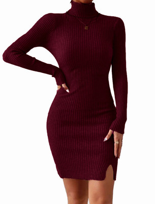 GLARE & BLAIR Women Bodycon Purple Above Knee/Mid Thigh Length Dress